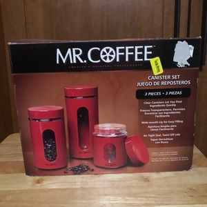 🆕 Mr.coffee RED 3 pieces canister set